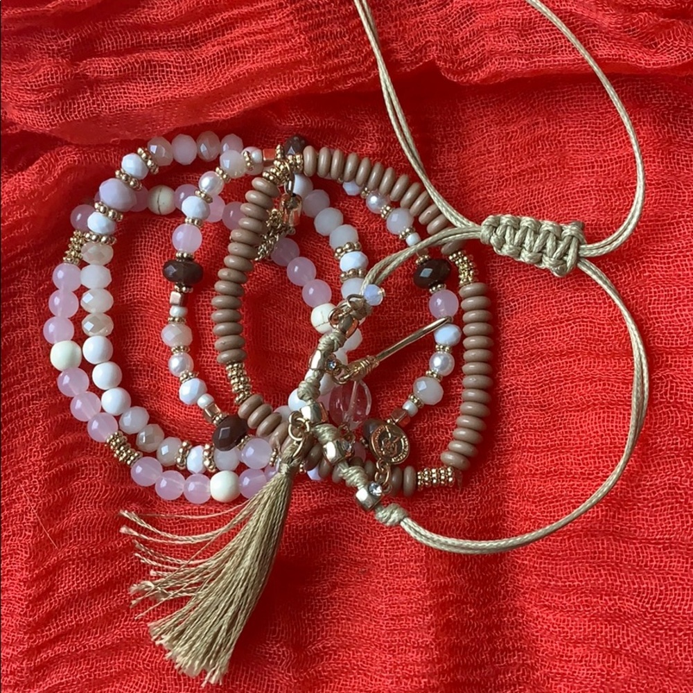 5pc Stretchy Beaded Bracelet Set